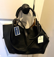 Sondra Roberts square leather  Pebbled Tote Bag Gold Hardware picture