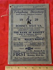 1929 Phone Directory Romney - Capon West Virginia WV South Branch Telephone Co picture
