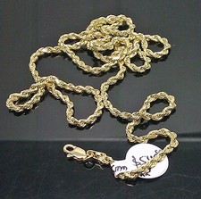 Real 10k Gold Rope Chain 22 Inch Necklace Diamond Cut 2.5mm Men Women Gift picture