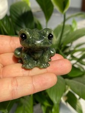 1pc Natural Green Jade Quartz Carved Crystal Frog skull reiki heal gift Decor picture
