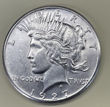 1927 P PEACE SILVER DOLLAR Nice AU U.S. MINT RARE KEY COIN picture