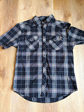 Dickies Men's M Western Look Snap Front and Pockets Short Sleeve Black Plaid picture