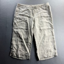 J.Jill Crop Pants Women 20 Beige Linen Elastic Waist 42x22 picture