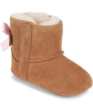 NEW UGG JESSE BOW II BOOTIES CHESTNUT CRIB TODDLER ORIG 1018452I Size 0/1 picture