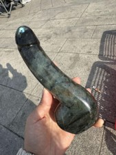 1pc Natural labradorite quartz Carved Penis Sculpture Skull Reiki Healing Gift picture