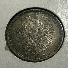 1875-H GERMANY EMPIRE SILVER 50 PFENNIG NEAR UNCIRCULATED RARE COIN picture