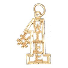 Number One Wife Charm Pendant 14k Gold (0.9 Grams) picture