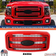 Platinum Front Hood Grille Race Red PQ For 2011-2016 Ford F250 F350 Super Duty picture