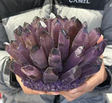 1000G Natural Crystal Dark Amethyst Cluster Raw Purple Quartz Geode Healing Deco picture