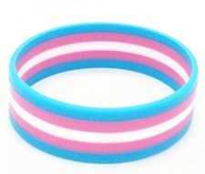 Silicone Stretchy Trans Transgender Pride Flag Colors Wristband Bracelet picture