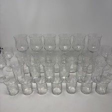 1920s Central Glass Thistle Etched Glassware 28 Pc Set Goblets Tumblers Antique picture