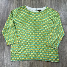 Talbots Womens Large Yellow Pear Print Button Back 3/4 Sleeve Sweater picture