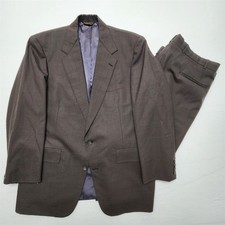 Vtg Southwick USA 44S 38x30 Brown Micro Houndstooth Check Wool Old Money Suit picture