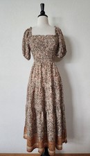New Anthro Midi Dress Size Medium Floral Brown Cottagecore Brunch Boho Garden picture