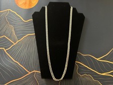Pure Silver Cuban Link Chain Necklace 26in 7mm 30.2g Unisex Jewelry picture
