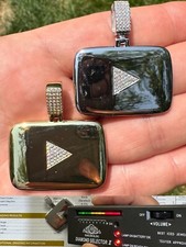 MOISSANITE Iced Youtube Play Button Pendant Real 925 Silver/Gold Plated Necklace picture