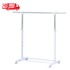 Mainstays Adjustable Metal Rolling Garment Rack, Chrome & White.. picture