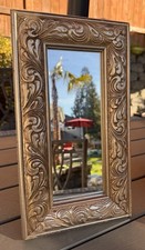 Vintage Ornate Gold Wall Mirror Baroque Scroll Relief Frame Made In Mexico picture