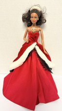 2007 Holiday Barbie Doll African American AA Ms Santa Claus Red Dress Gown picture