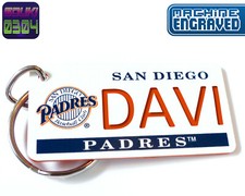 Personalized San Diego Padres Keychain Tag - Custom Name Engraved - MLB Key Ring picture