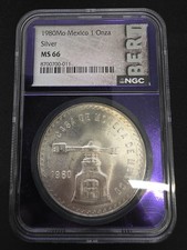 1980 Mo Mexico .925 Silver 1 Onza Casa de Moneda Coin picture