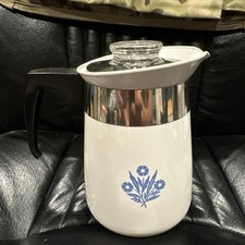 Rare Vtg HTF Corning Ware 4 cup P-124 Blue Cornflower Coffee/Tea Pot picture