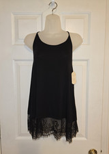 NWT Altar'd State Black Lace Trim Cami Slip Dress Top S Whimsigoth Witchy Grunge picture