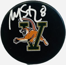 MARTIN ST. LOUIS SIGNED VERMONT CATAMOUNTS LOGO PUCK +BECKETT WITNESS COA picture