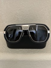 BUGATTI  Men's Sunglasses Black/Sterling Silver Navigator Shape Frame 08-MBK/WG picture