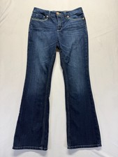 Seven7 Slimming Bootcut Jeans Womens 8 Blue Dark Wash Denim Mid Rise Rhinestone picture