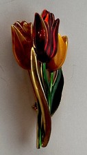 Rare Vintage MFA Gold Tone Tulip Brooch 3309 picture