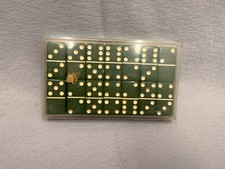 Vintage Crisloid Green  Dominoes Complete Set In Original Clear Case picture