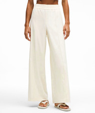 Lululemon Womens Ivory Wide-Leg Pants Mid-Rise Elastic Waist Pockets L NWOT picture