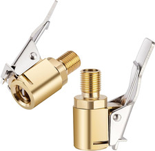 2pcs Tire Air Chuck with Clip Adapter, Brass Tire Inflation Hose Adapter with Lo picture