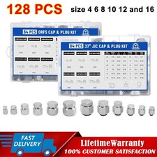 128PCS JIC & ORFS Master Industrial Hydraulic Cap & Plug Kit Size 4 6 8 10 12 16 picture