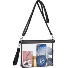 Clear PVC Crossbody Bag Stadium Approved Square Purse for Women Trendy picture