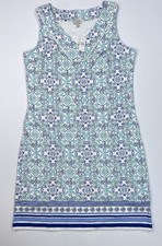NWT Talbots Sleeveless Shift Dress Size X Mediterranean Mosaic Tile Blue Resort picture