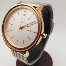 Skagen Hald Wristwatch Womens Two-Tone SKW2506 Crystal Mesh Band Quartz 34mm picture