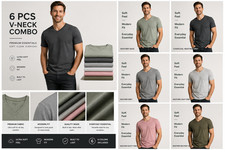True Classic V-Neck T-Shirts 6 Pack Men Size L New No Tags Soft Premium Fit picture