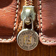Fendi Roma 1925 Brown Zipper with Nickel Metal Teeth & Logo Pull picture