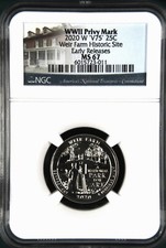 2020 W ‘V75’ 25¢ ER NGC MS 67 Weir Farm Historic Site WWII Privy Mark picture
