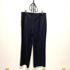 Elodie Womens Navy White Striped High Rise Side Zip Straight Leg Ankle Pants XL picture
