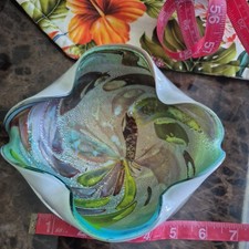 Vintage Murano Art Glass Millefiori Confetti White Cased Glass Ashtray Italy  picture