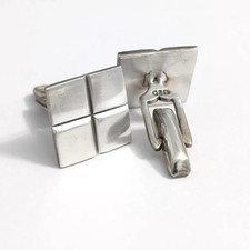 Vintage Modernist Sterling Silver 925 Square Cufflinks Minimalist Geometric picture