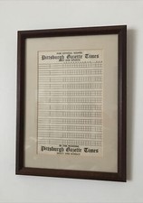 Vtg Pittsburgh Gazette Times Official Score Sheet MLB Professionally Framed RARE picture