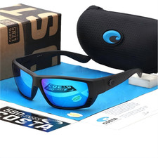 Costa Del Mar Tuna Alley Matte Black Frame Blue Mirror Polarized 580P Sunglasses picture