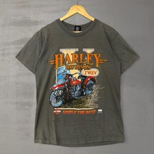 Vintage Harley Davidson V Twin Motorcycle Graphic Shirt Grey 1995 Medium picture