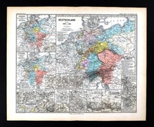1880 Spruner Map Germany 1807-1815 Napoleonic Wars Essling Wagram Leipzig picture