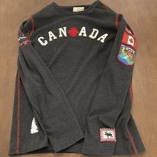 GGS Vintage Collection Canada Men's Charcoal Knit Shirt Destination Size S picture