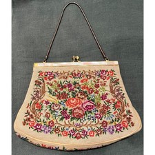 Vintage 1950s Floral Needlepoint / Petit Point Evening Bag picture